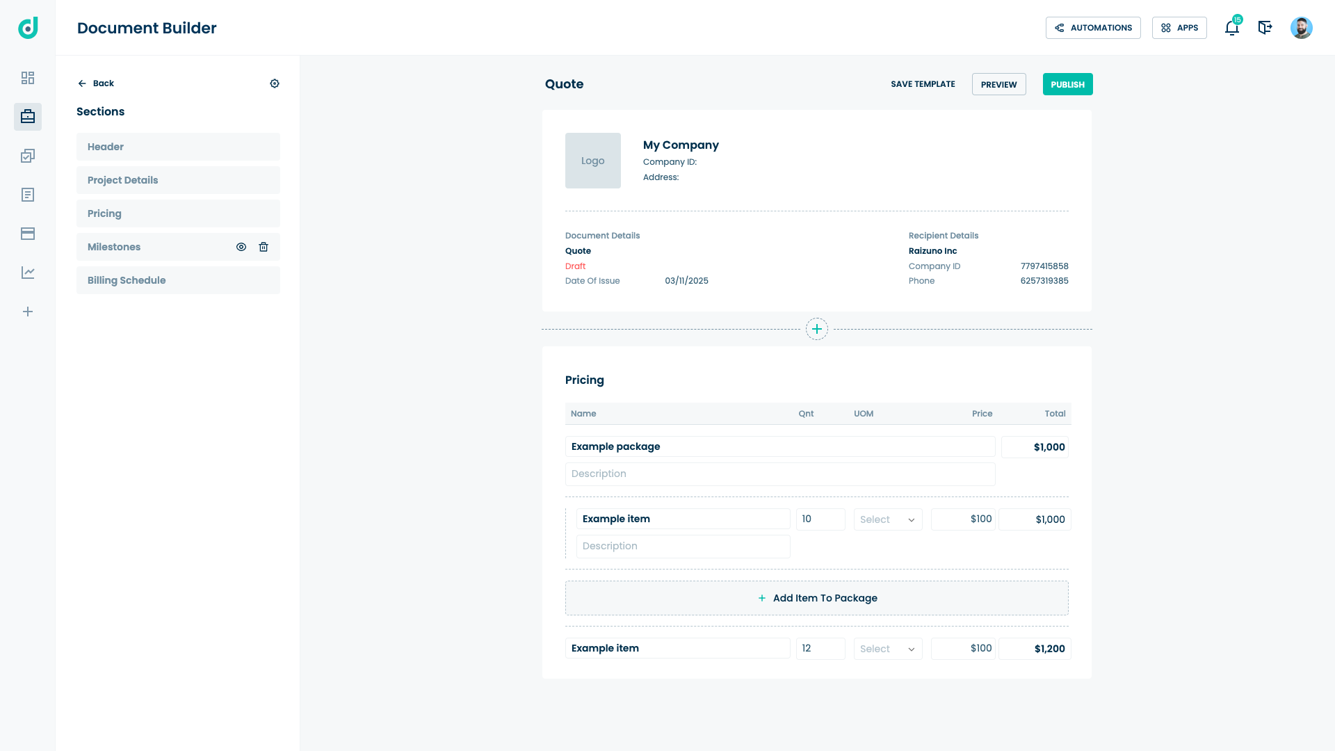 Document builder
